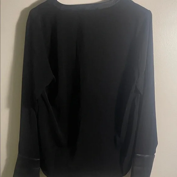 Michael Kors Black Blouse with Leather Trim - Picture 9 of 10